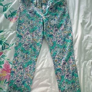 Lilly Pulitzer Teal and Pink Patterned Pants